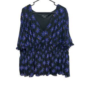 Boho cottagecore floral blouse Ava & Viv ruffle sleeve peplum top Size 3X